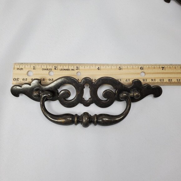 VTG 12 Brass French Pulls Dangling Handle Replacement Hardware Ornate 7" Wide - Picture 3 of 12